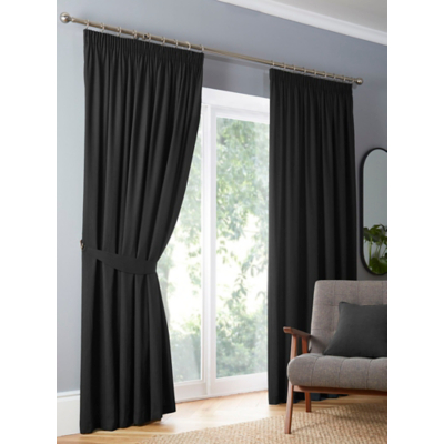 George Unisex Kids Black Fusion Dijon Pencil Pleat Curtains W 168Cm (66 Inch) X D 137Cm (54 Inch)