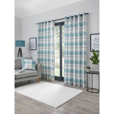 Fusion Balmoral Check Eyelet Curtains in Duck Egg  | TJ Hughes