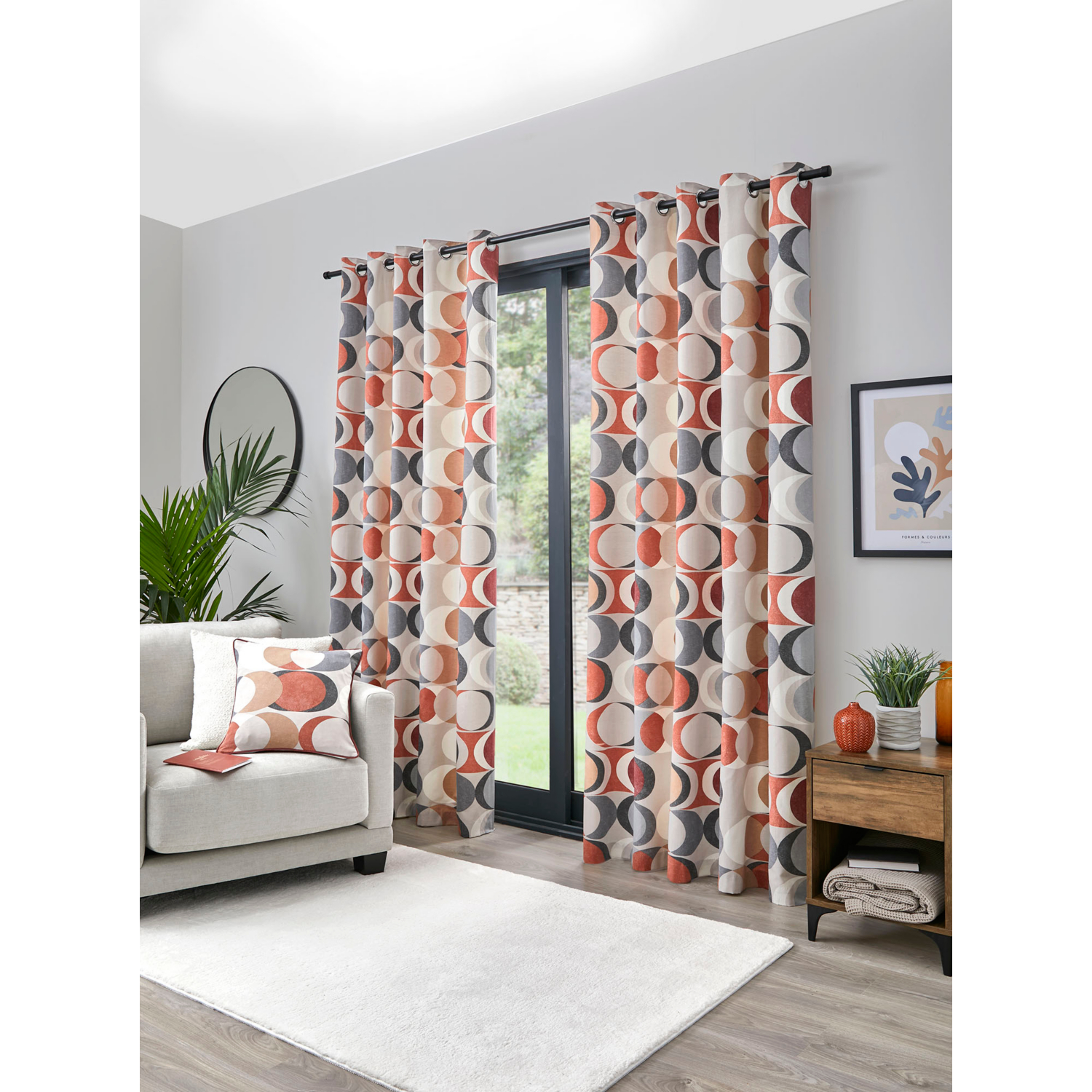 George Multi Fusion Sander Eyelet Curtains In Spice