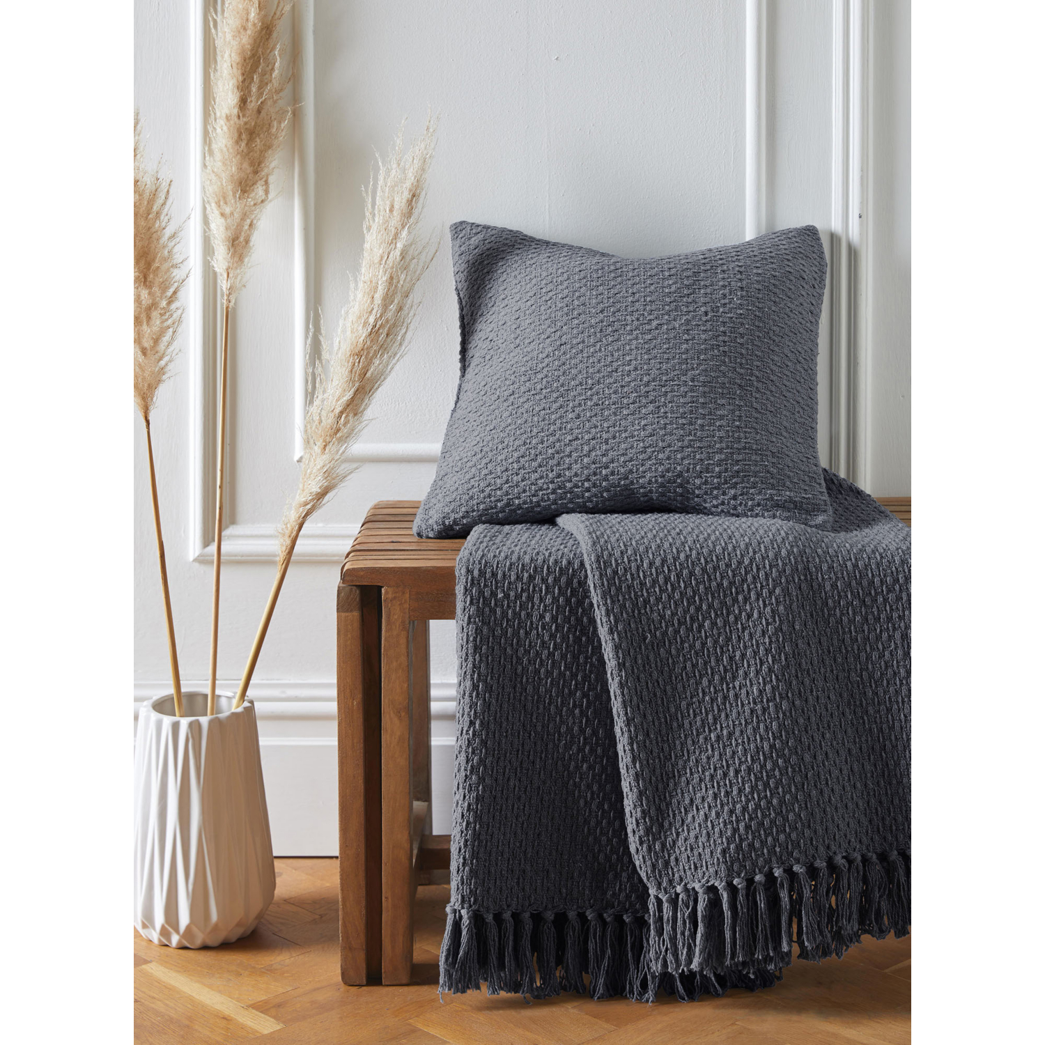 George Charcoal Grey Drift Hayden Charcoal Throw - 130Cm X 180Cm
