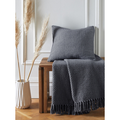 Drift Home 'Hayden' Textured Woven Throw in Charcoal | Size: 130 cm x 180 cm