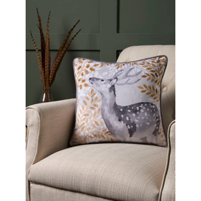 D & D Forest Animals Filled Cushion In Grey  | TJ Hughes