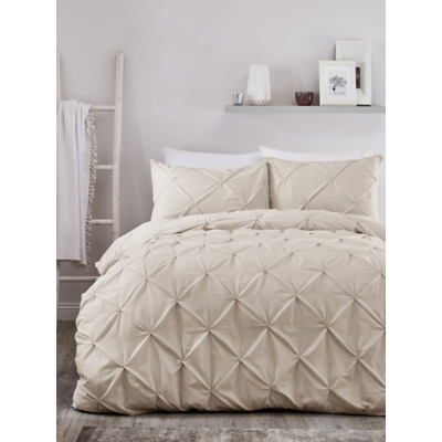 Serene 'Lara' Luxury Ruched Duvet Cover Set in Natural | Size: Single