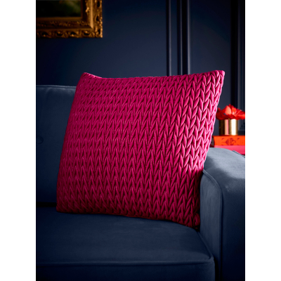 Laurence Llewelyn-Bowen 'Amory' Luxury Quilted Textured Cushion in Fuchsia | Size: 43 cm x 43 cm