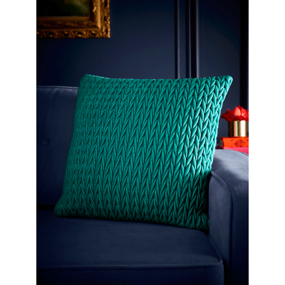 Laurence Llewelyn-Bowen 'Amory' Luxury Quilted Textured Cushion in Jade | Size: 43cm x 43cm