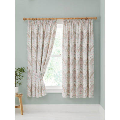 Dreams & Drapes 'Palais' Pair of Pencil Pleat Curtains With Tie-Backs in Green | Size: 168 cm width x 183 cm drop