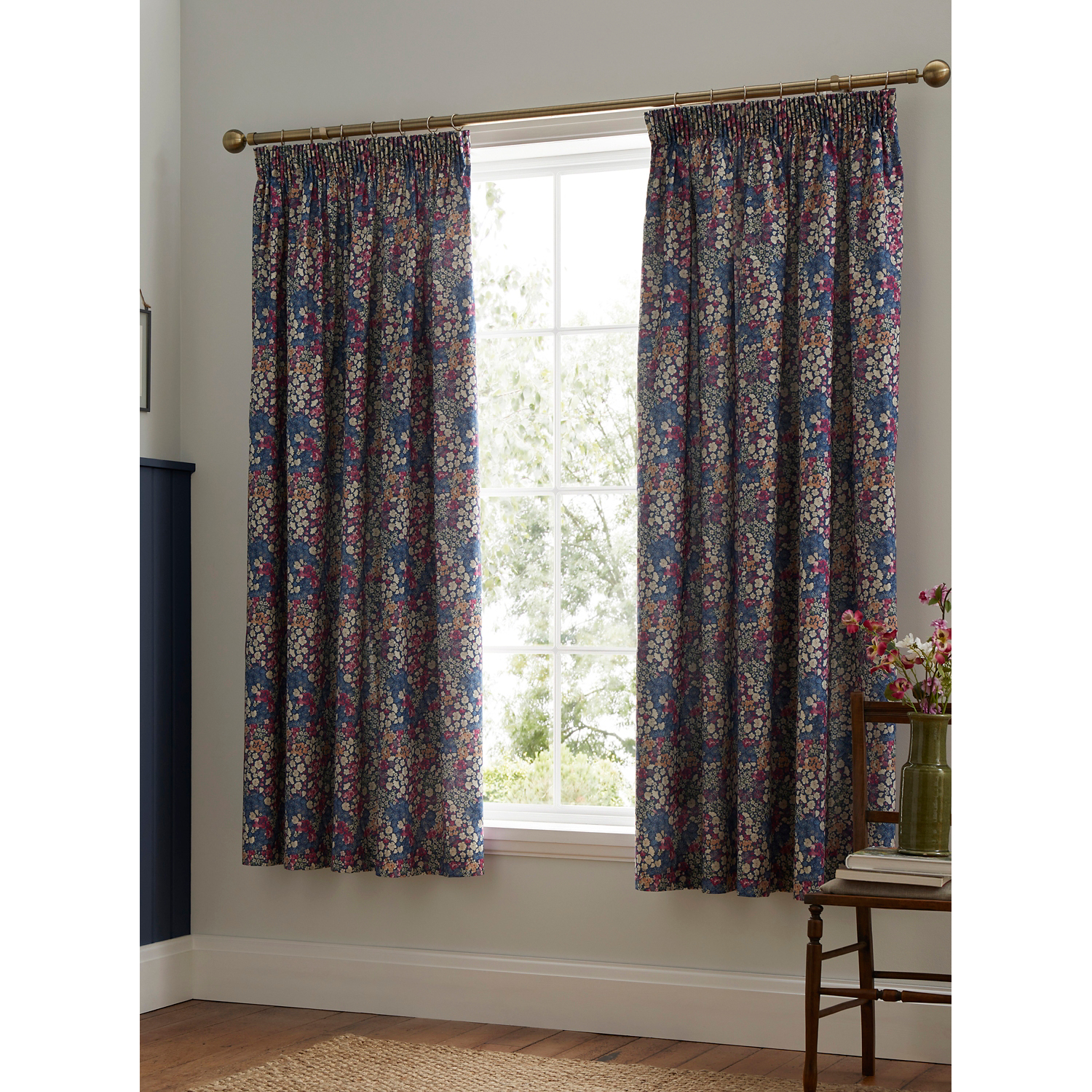 George Navy Dreams & Drapes Bessie Pencil Pleat Curtains