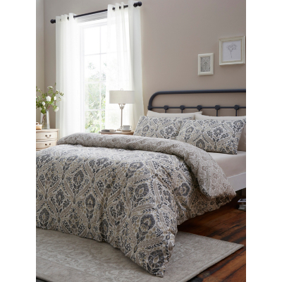 Dreams & Drapes Harriet -100% Cotton Double Duvet Cover Set in Natural | Size: Single