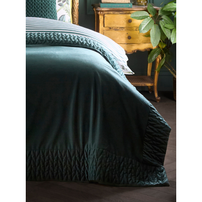Laurence Llewelyn-Bowen 'Siena' Quilted Velvet Bedspread in Bottle Green