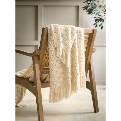 Appletree 'Textured Knit' Knitted Throw in Natural | Size: 130 cm x 180 cm