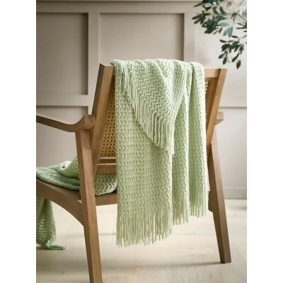 Appletree 'Textured Knit' Knitted Throw in Green | Size: 130 cm x 180 cm