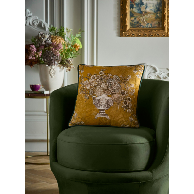 Laurence Llewelyn-Bowen 'Tuscan Holiday' Velvet Filled Cushion in Mustard | Size: 43 cm x 43 cm