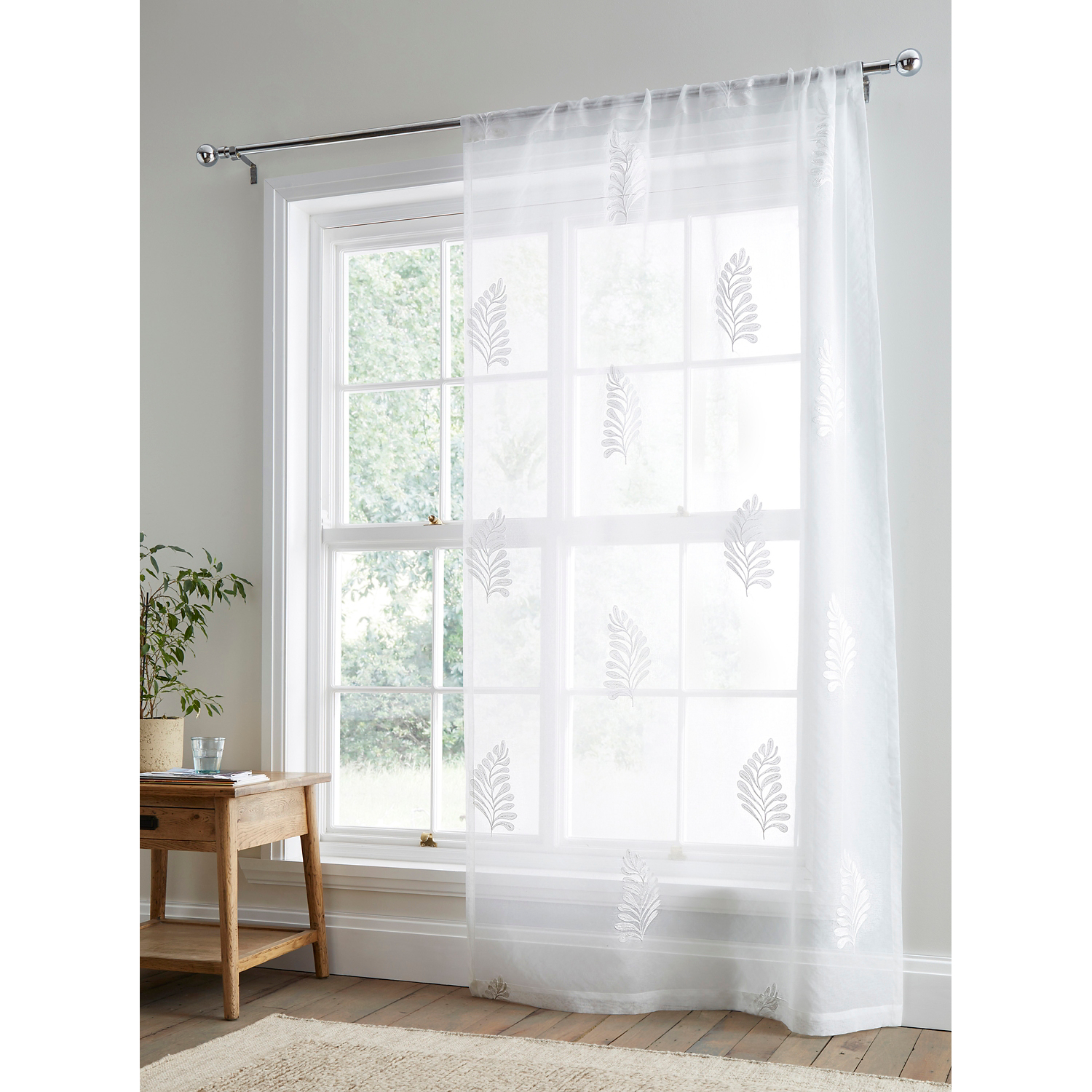 Apple White Appletree Leaf Embroidery Voile Panel