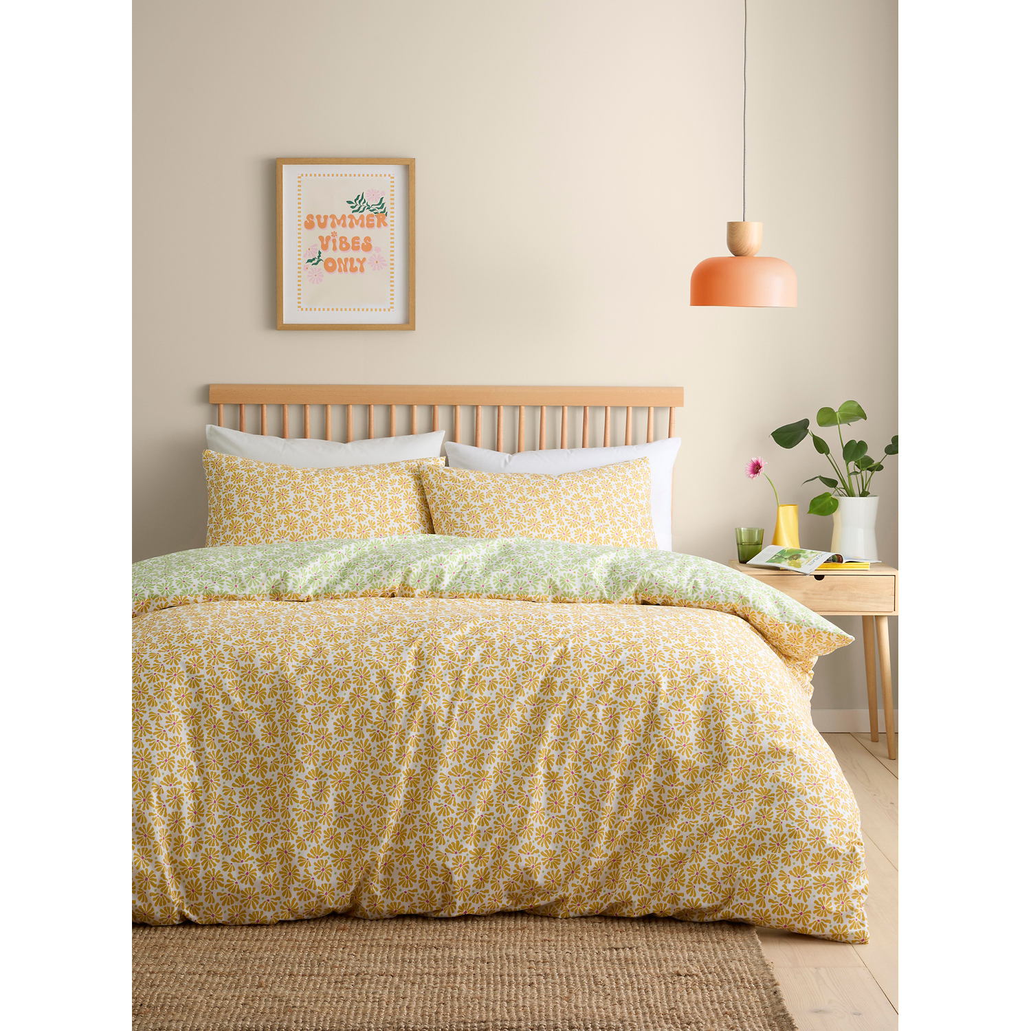 George Yellow Fusion Retro Daisy Floral Duvet Cover Set