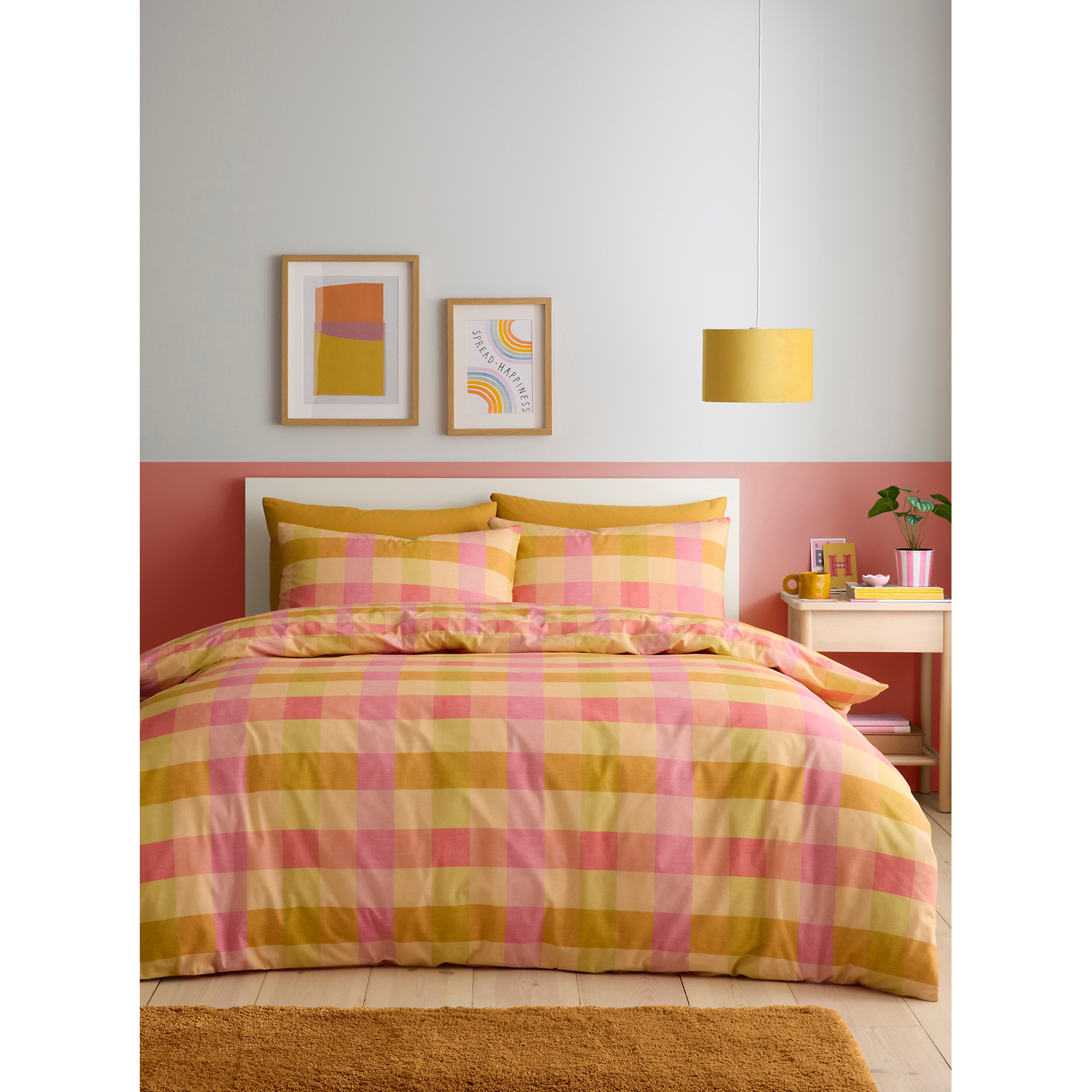 George Orange Fusion Block Check Duvet Cover Set