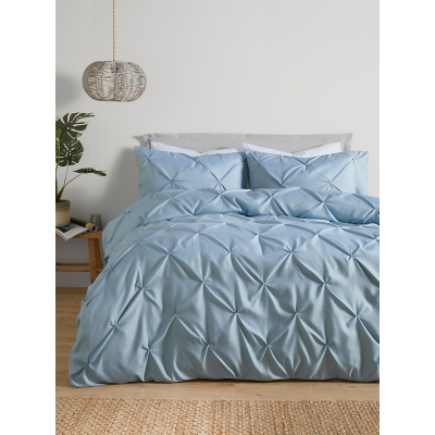 Serene 'Lara' Luxury Ruched Duvet Cover Set in Blue | Size: Double