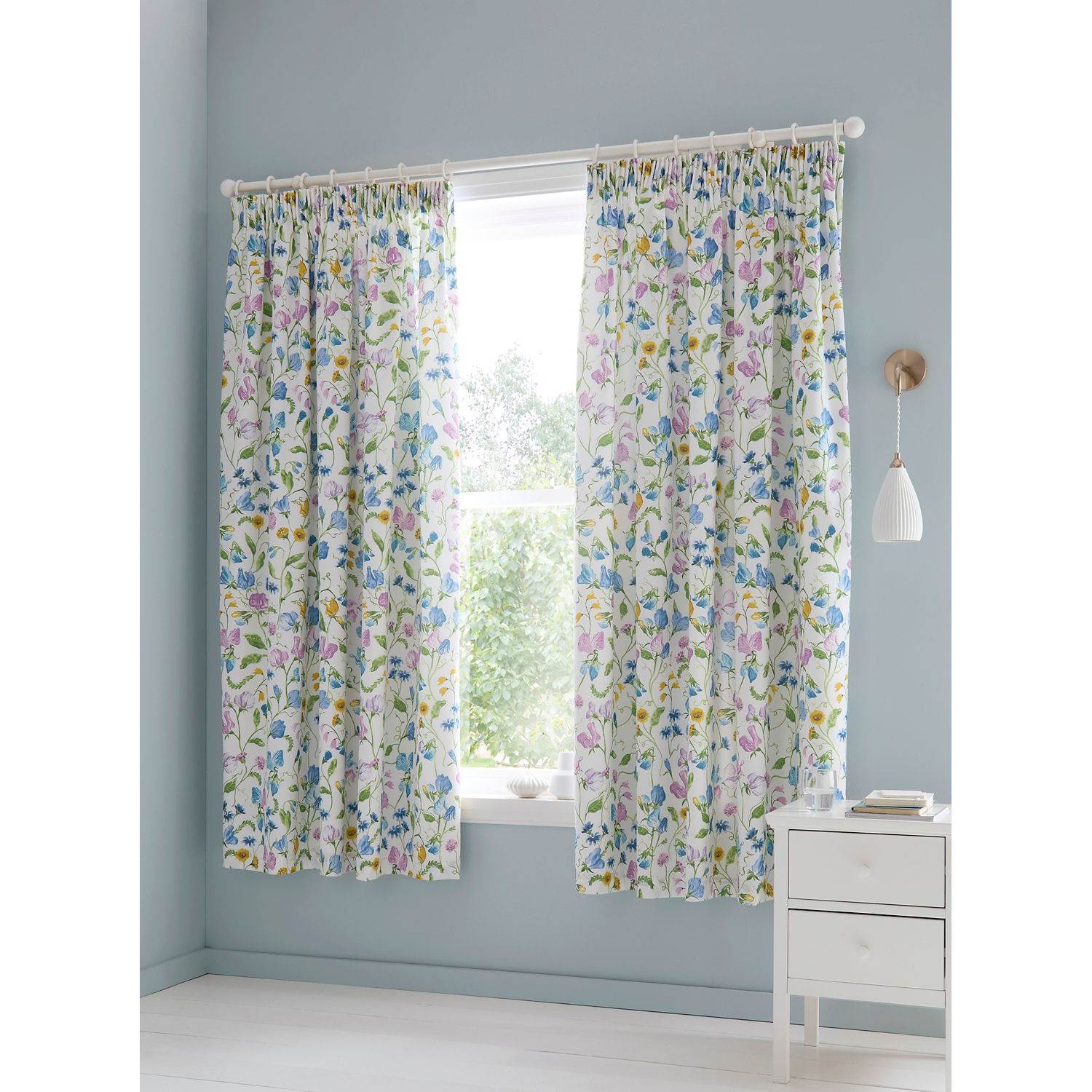 George Lilac Dreams & Drapes Floral Pencil Pleat Curtains