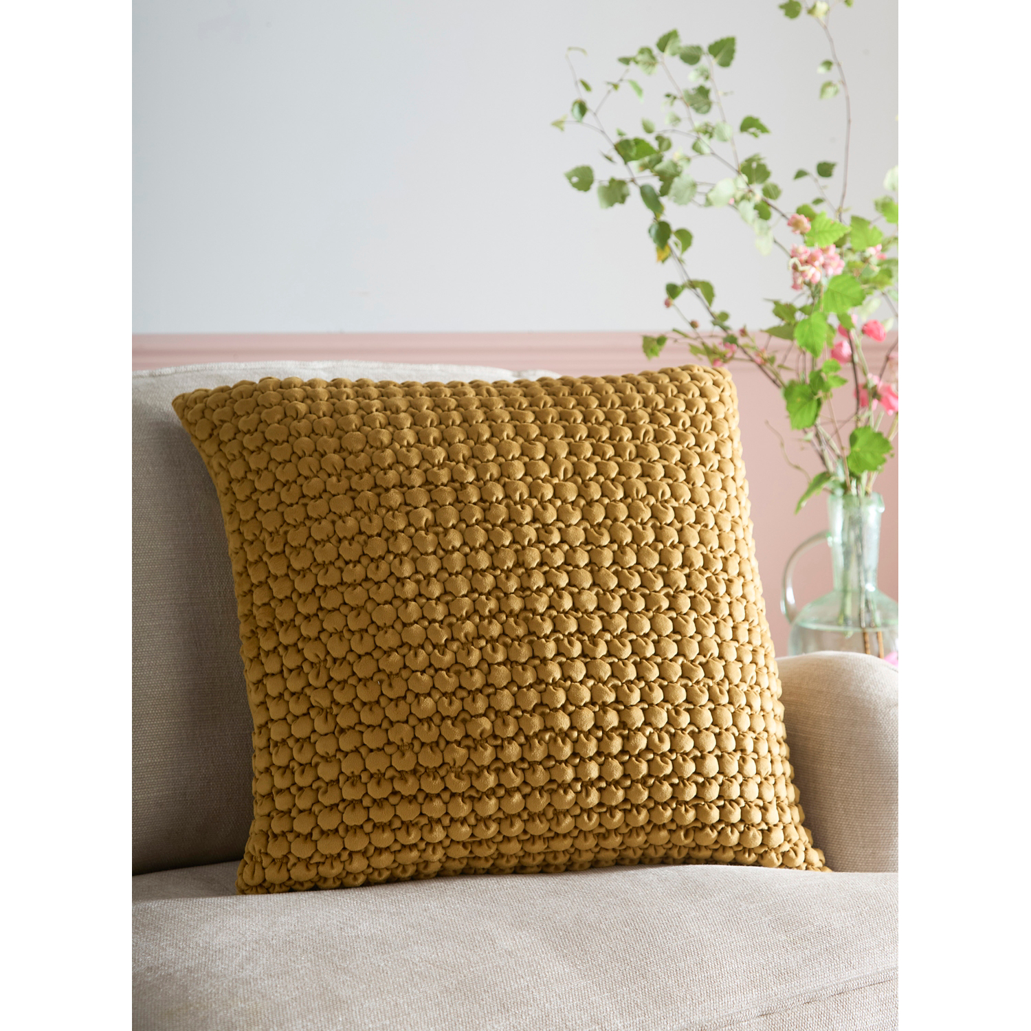 Apple Ochre Appletree Velvet Bobble Filled Cushion