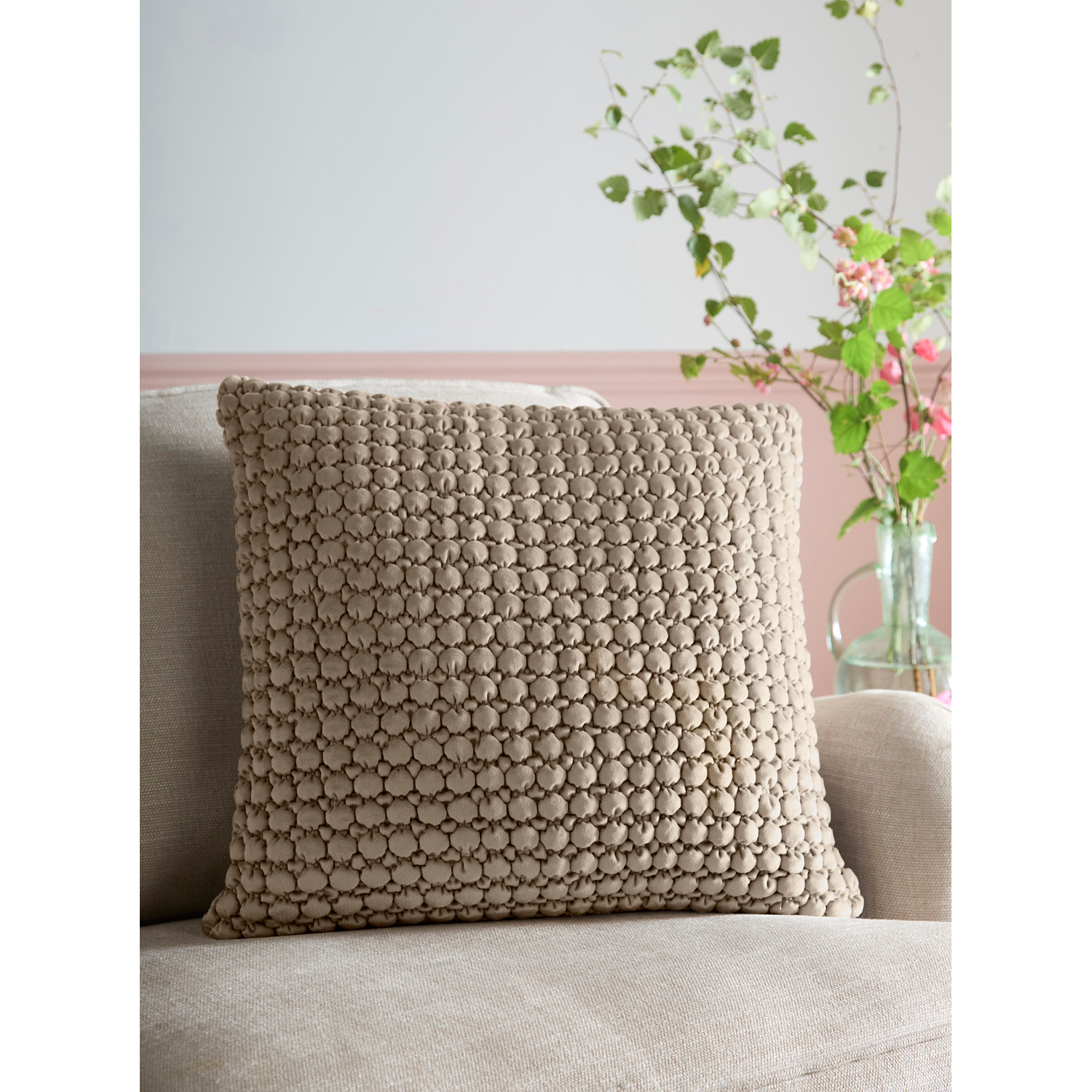 Apple Natural Appletree Velvet Bobble Filled Cushion