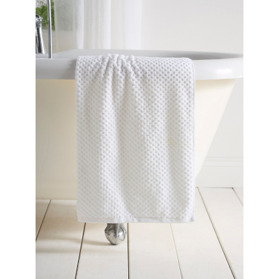 Dreams & Drapes 'Popcorn Check' Jacquard Towel in White | Size: Bath Sheet