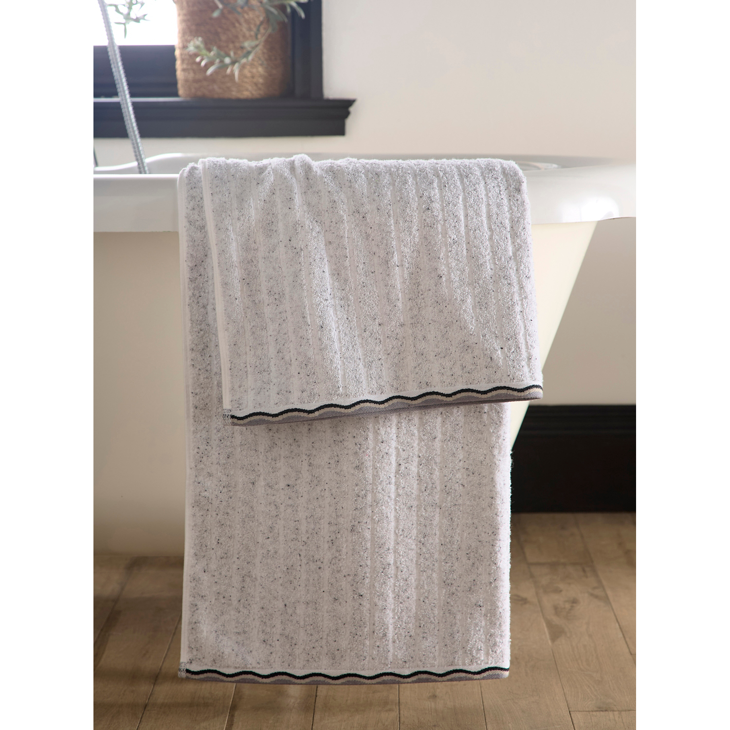 George White Fusion Speckle Woven Rib Towel Range