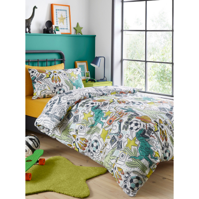 Bedlam 'Doodle Zoom' Easy Care Duvet Cover Set | Size: Double