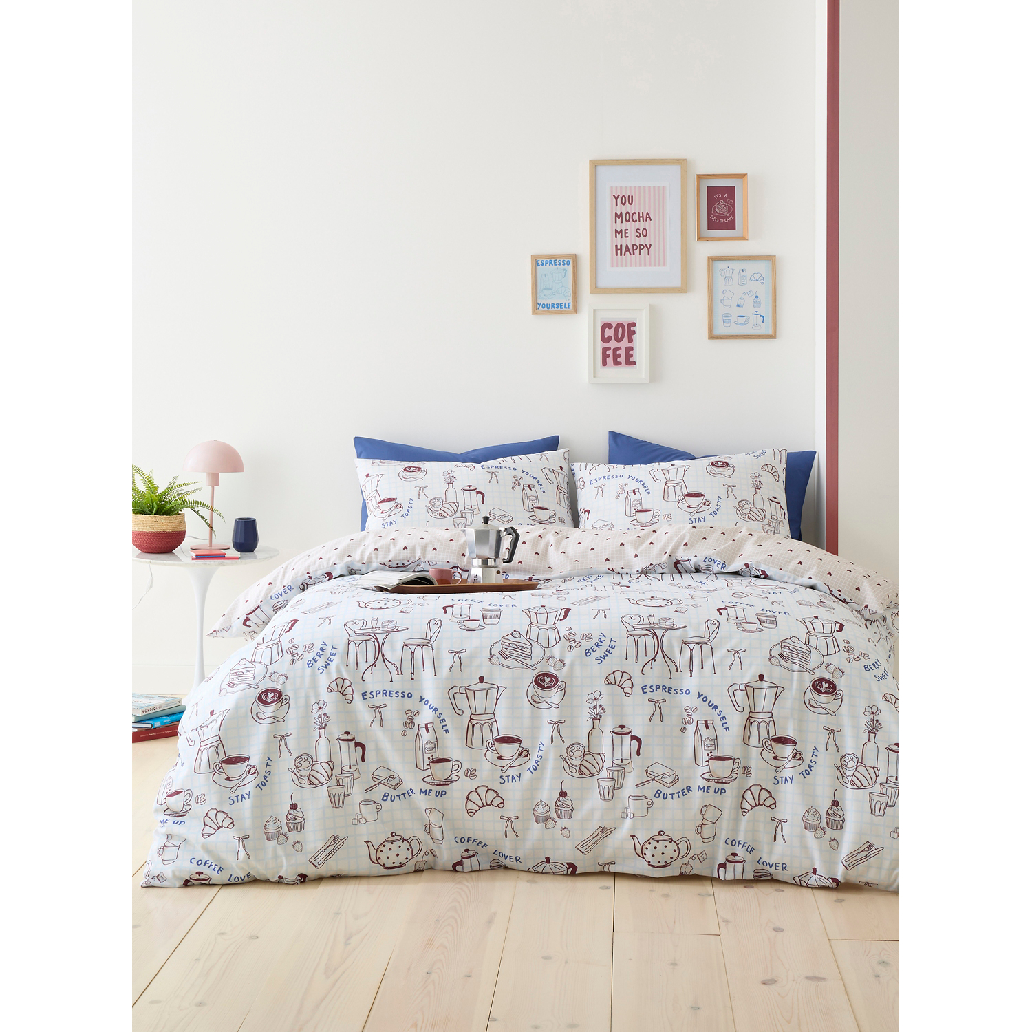 George Blue Fusion Coffee Club Duvet Cover Set