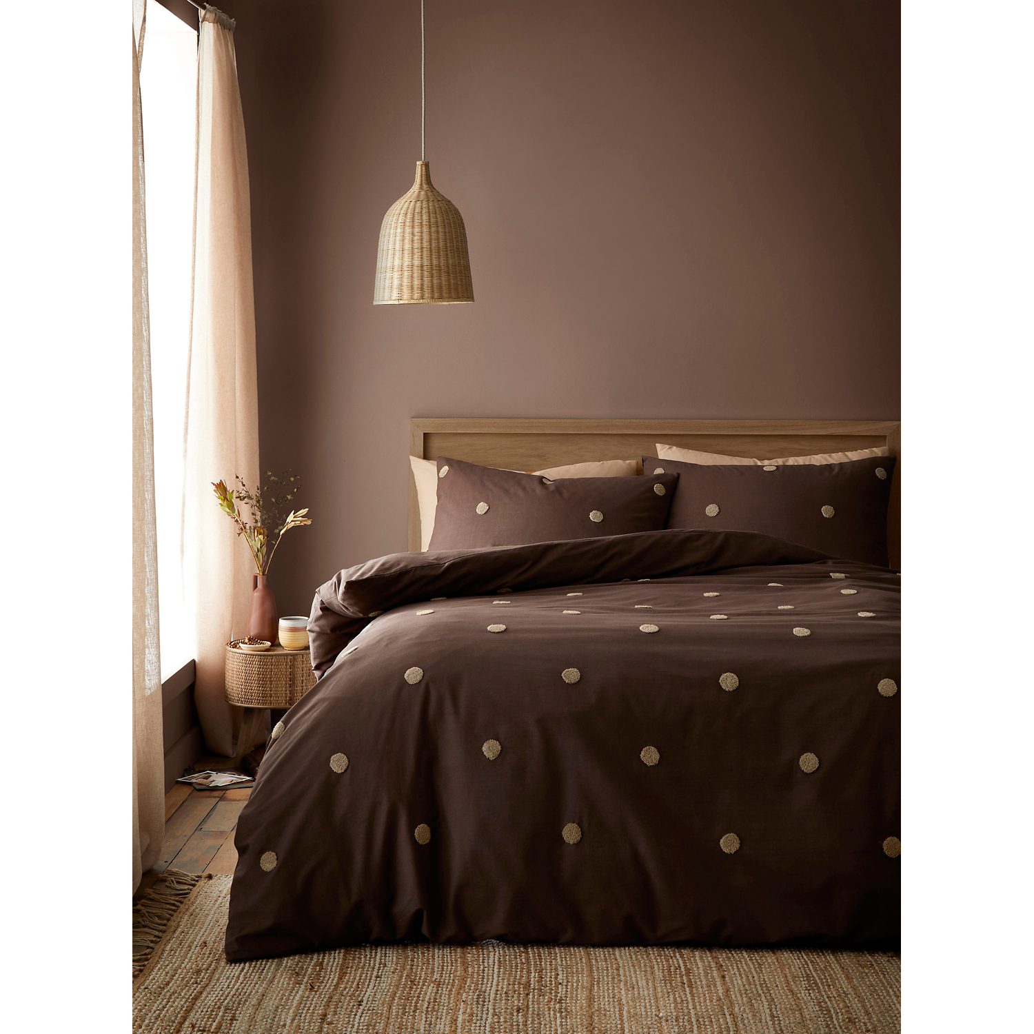 Apple Chocolate Appletree Dot Garden 100% Cotton Duvet Cover Set