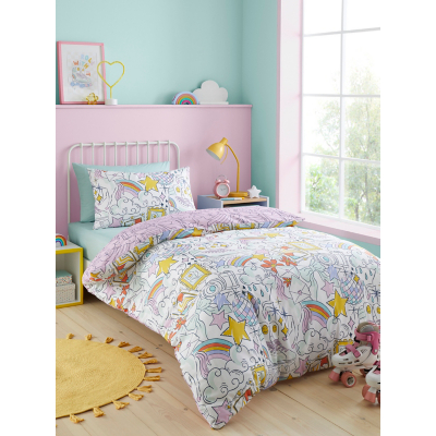Bedlam Doodle Hobby-Easy Care Single Duvet Cover Set | Size: Double