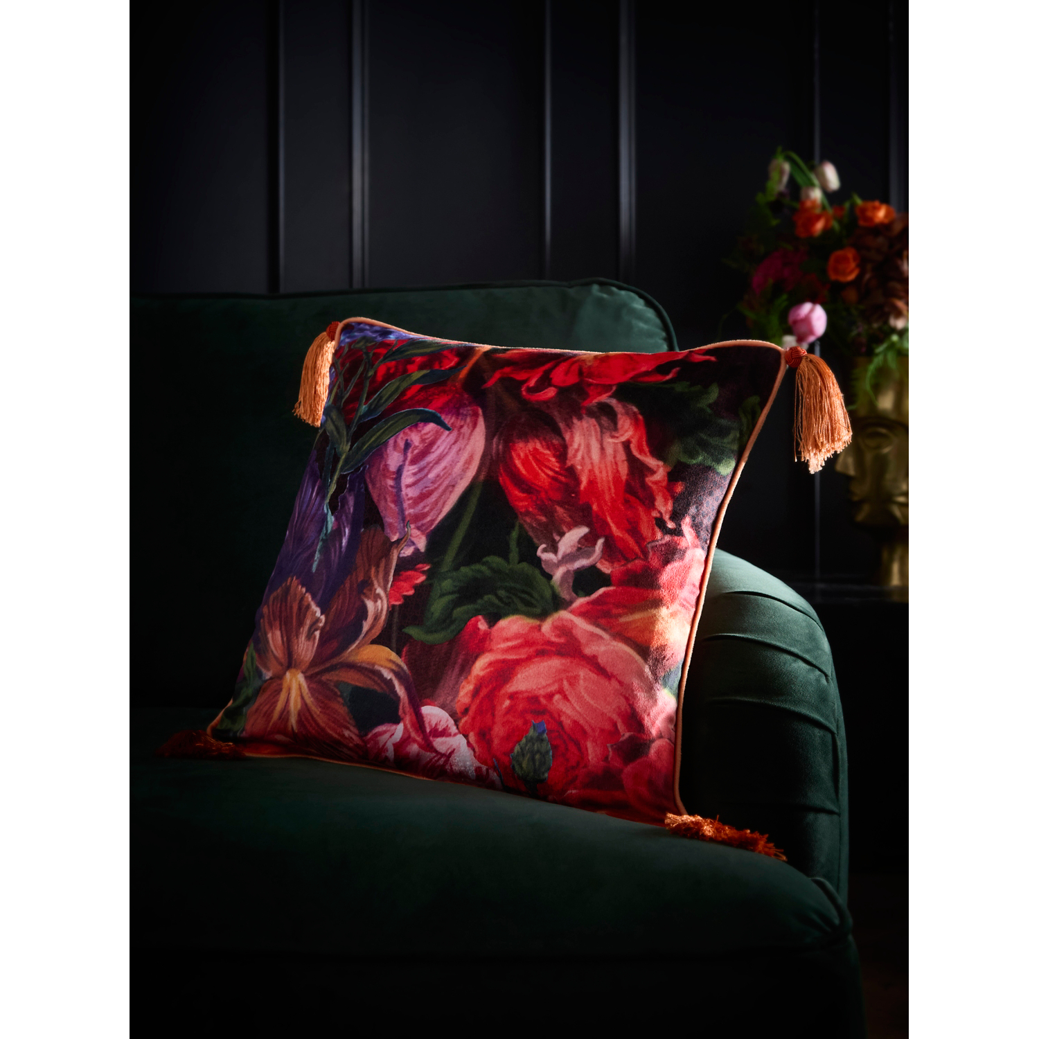 George Multi Laurence Llewelyn-Bowen Grande Chintz Velvet 43 X 43Cm Filled Cushion