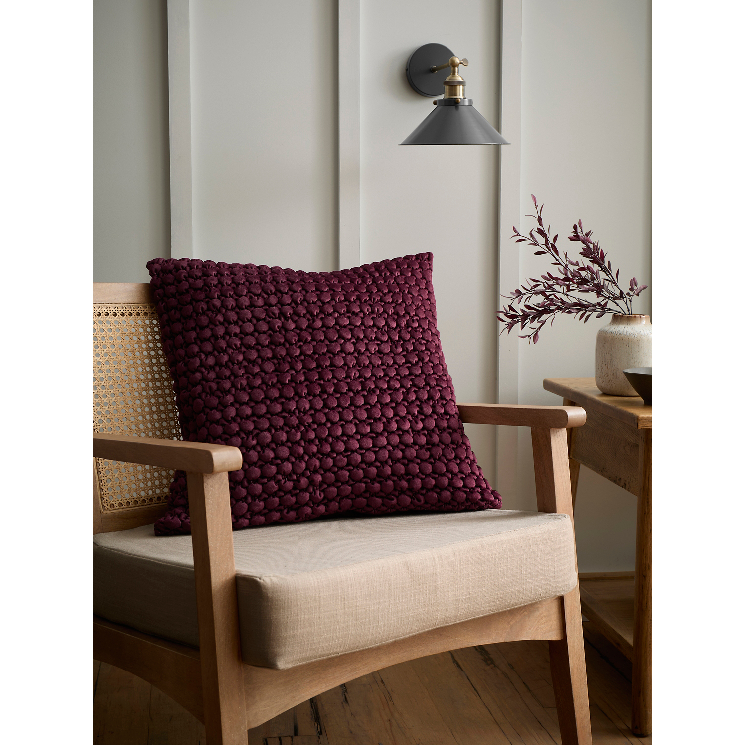 Apple Berry Appletree Bobble Cushion Velvet 55 X 55Cm Filled Cushion