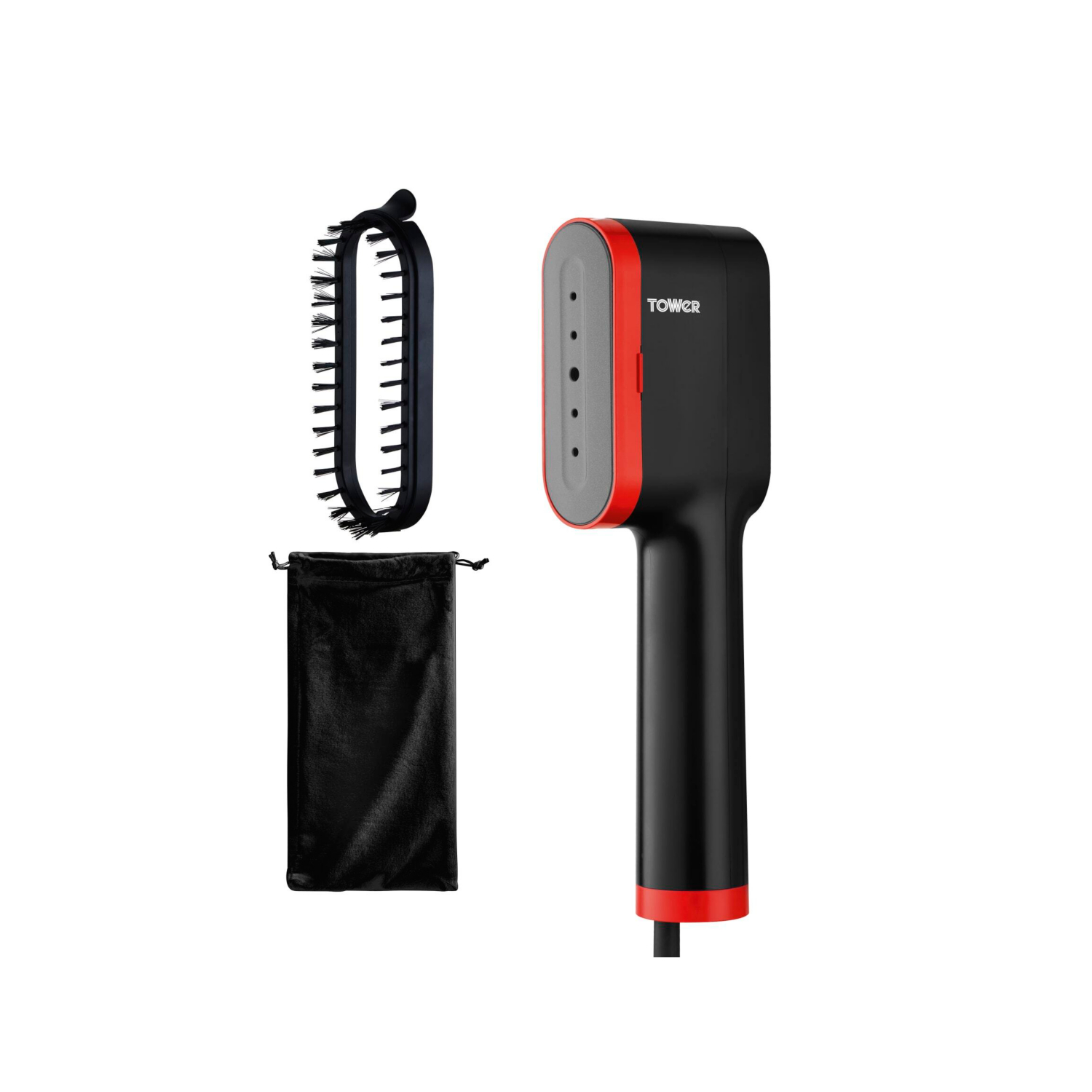 Tower Black/Red Ceraglide Handheld Garment Steamer With Ceramic Soleplate, 1400W - And T22038 - Image 5