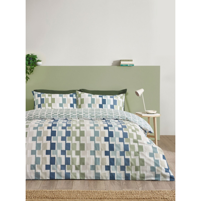 Catherine Lansfield Bryson Geo Blue Reversible Duvet Set - Double / Blue