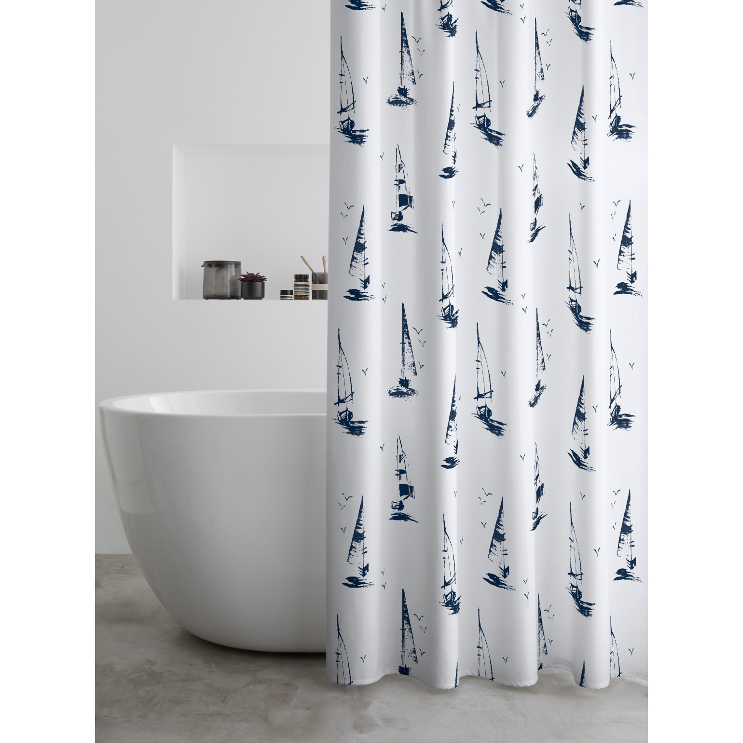 Catherine Lansfield Salcombe Boats Shower Curtain White - Image 6