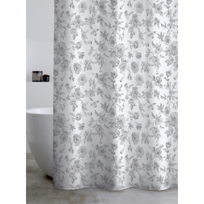 Catherine Lansfield 'Mirabelle Floral' Shower Curtain in Grey | Size: 180 cm width x 180 cm drop
