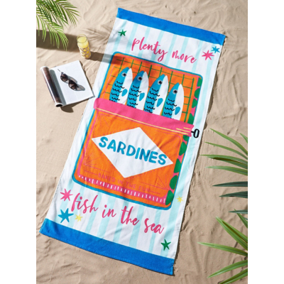 Catherine Lansfield Sardines Cotton Beach Towel - One Size / Blue