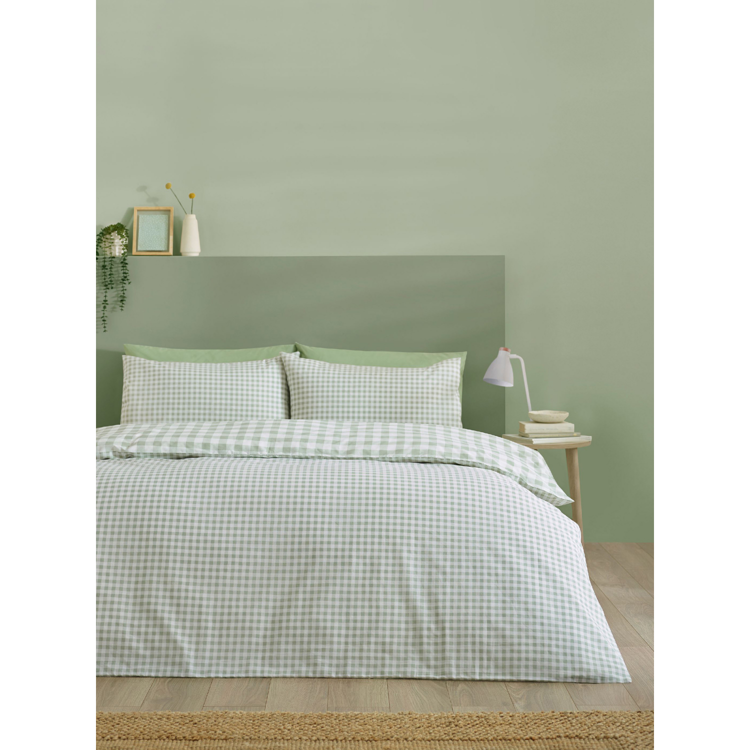 Catherine Lansfield Unisex Green Bamford Gingham Check Duvet Cover Set In | Size: Double - Image 6