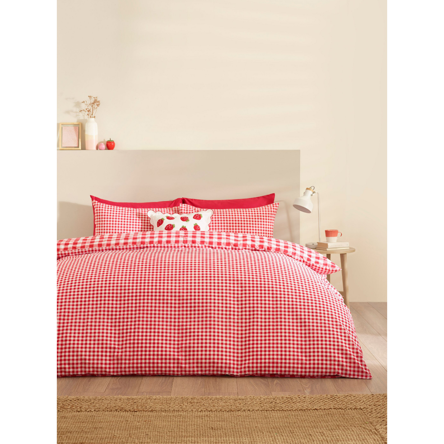 Catherine Lansfield Bamford Gingham Check Duvet Set Red - Image 7