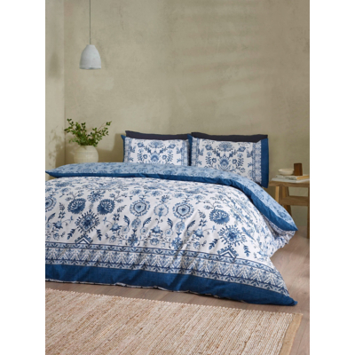 Catherine Lansfield Zoukara Duvet Cover Set in Blue | Size: Double