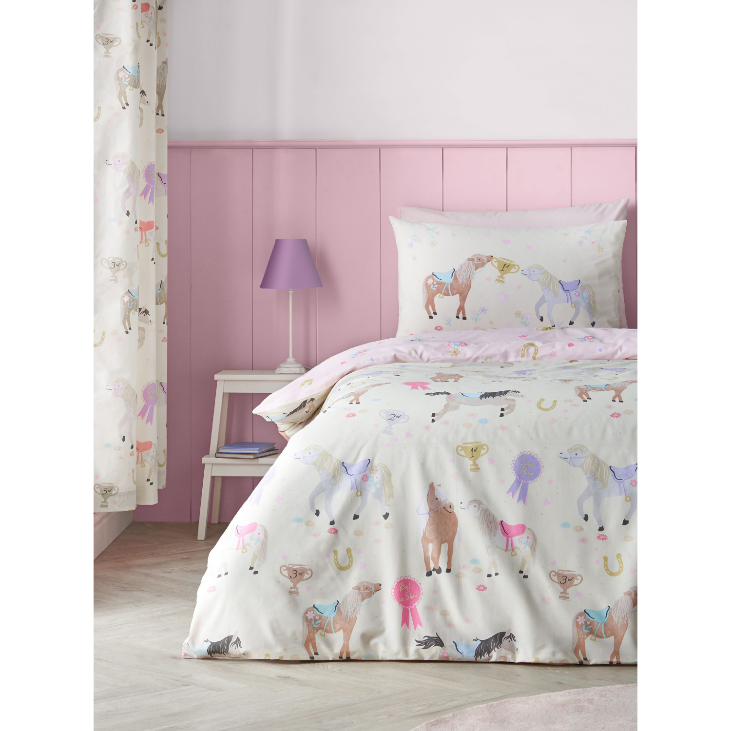 Cat Cream Catherine Lansfield Happy Horses Duvet Cover Set