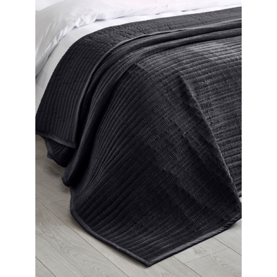 Catherine Lansfield 'Velvet Pinsonic' Quilted Bedspread in Black