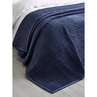 Catherine Lansfield 'Velvet Pinsonic' Quilted Bedspread in Navy