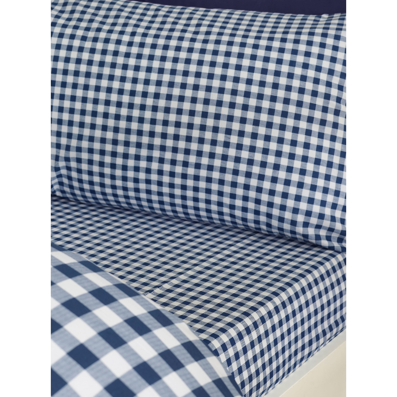 Julian Charles Blue Catherine Lansfield Bamford Navy Gingham Check Fitted Sheet - Single - Image 6