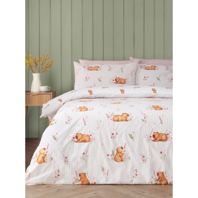 Catherine Lansfield Happy Capybara Reversible Duvet Set - King Size / Natural
