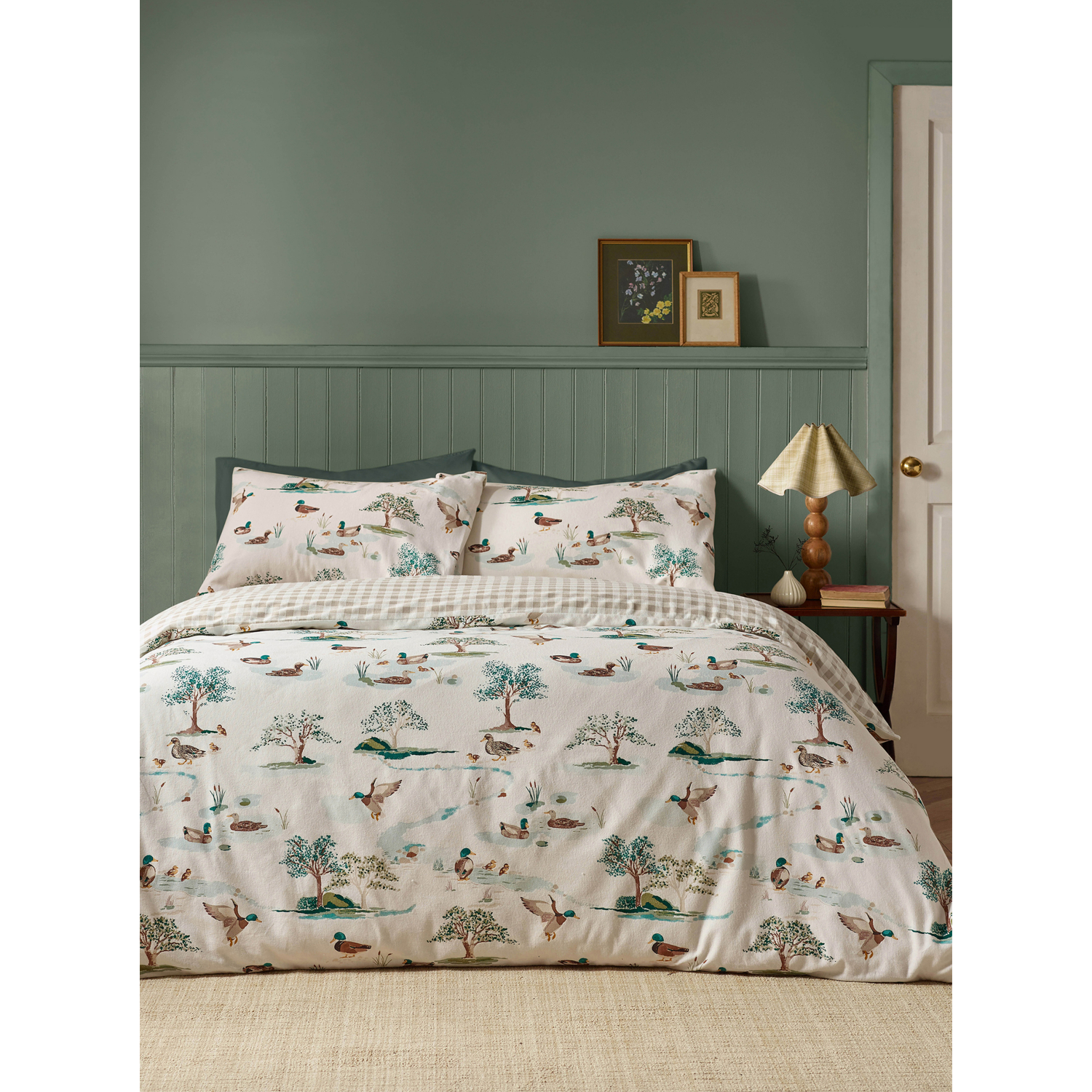Rackhams Cream Brushed Mallards Cotton Reversible Duvet Cover Set - Single - Image 5