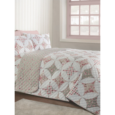 George Catherine Lansfield Pinsonic Patchwork Bedspread - 220 x 230cm - Green