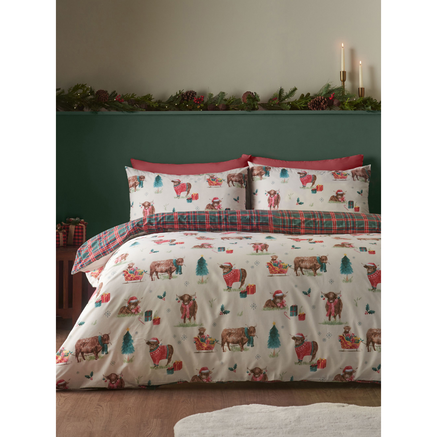 Christmas Highland Cow Reversible Duvet Cover Set - Image 5