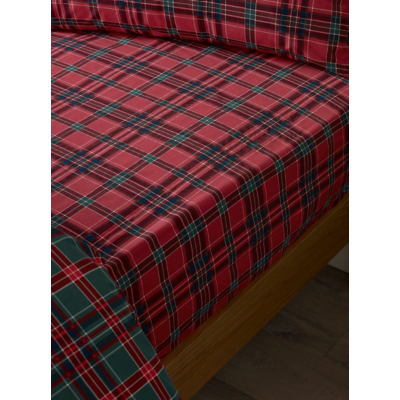 Catherine Lansfield Tartan Check Fitted Sheet in Red | Size: Double Fitted
