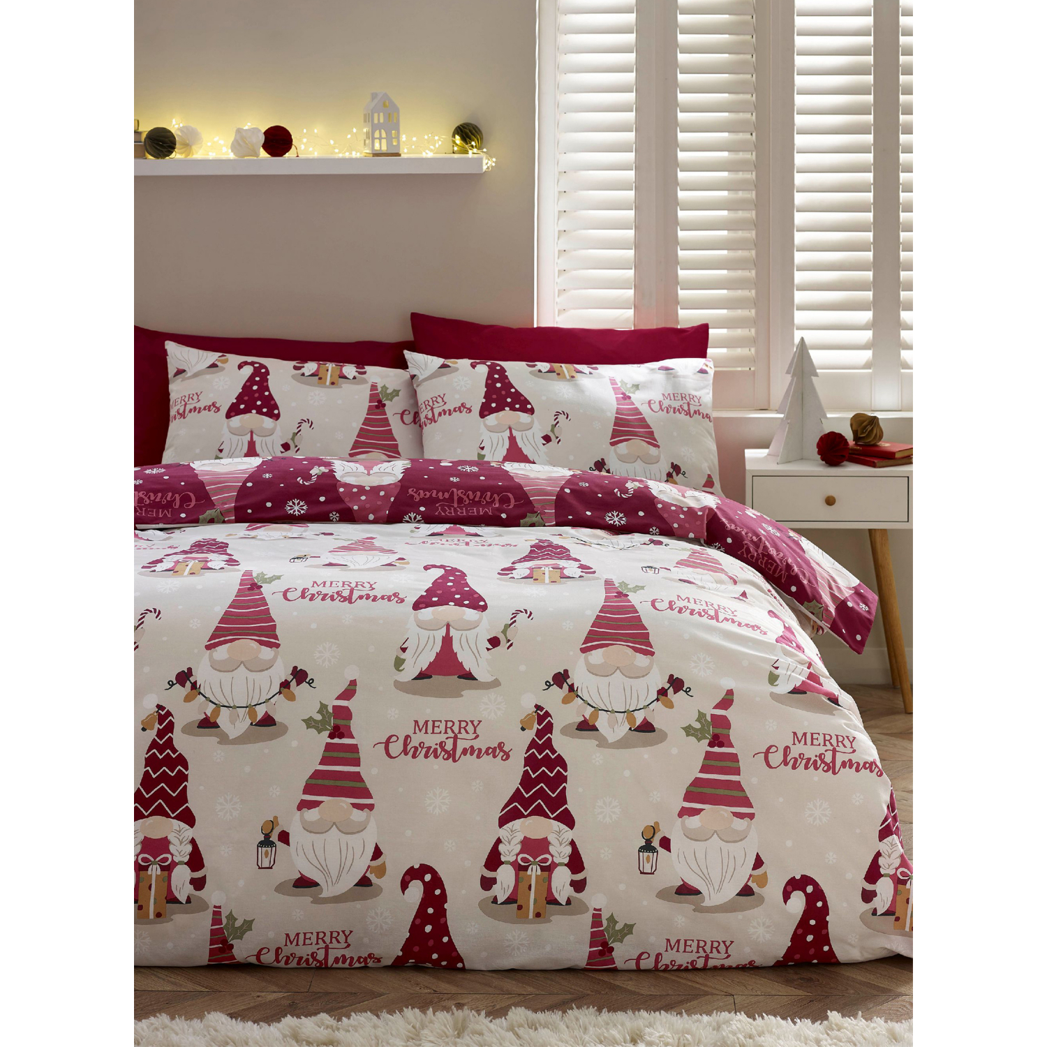 Catherine Lansfield  Purple Christmas Gonks Reversible Duvet Cover Set in Size Double, Sports Direct - Image 4