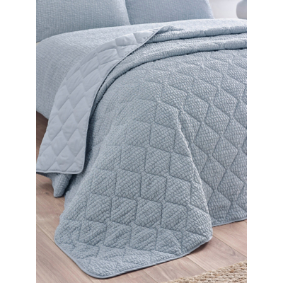 George Catherine Lansfield Blue Crinkle Seersucker Bedspread - Blue